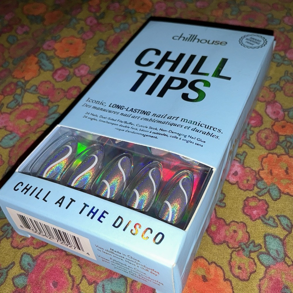Chillhouse Chill Tips Press on Nails Chill at the Disco Iridescent Silver
